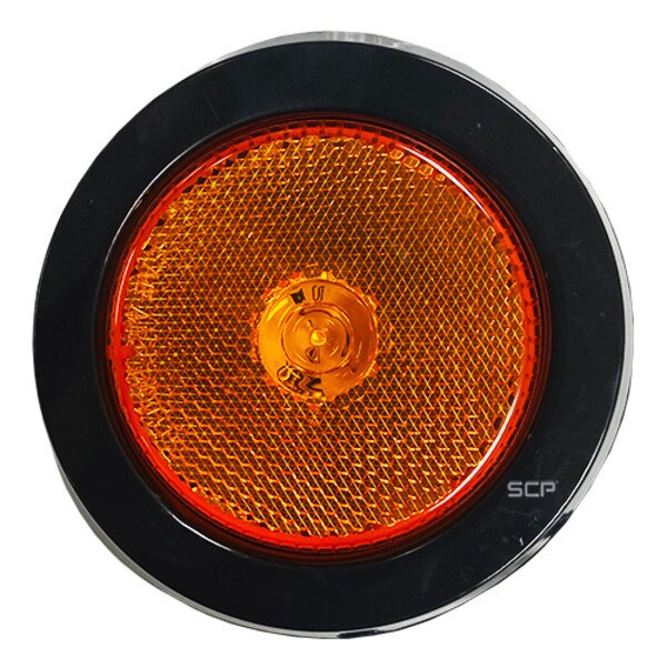 Trailer Light 2.5" Round Marker Light Amber Lens /4 LEDS Grommet